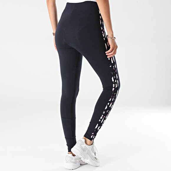 NWT ADIDAS ORIGINALS Women XS Floral 3 Striped Design Jersey Legging Legend Ink - Picture 6 of 10